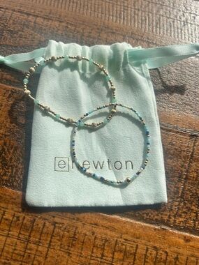 ENewton Gold and Aqua Beaded Bracelet Set
